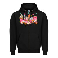 Black Pink gingerbread coffee cups Zipper Hoodie - texasbilliewilder