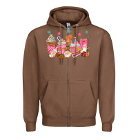 Chestnut Pink gingerbread coffee cups Zipper Hoodie - texasbilliewilder