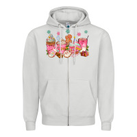 Dove Grey Pink gingerbread coffee cups Zipper Hoodie - texasbilliewilder