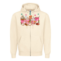 Sandshell Pink gingerbread coffee cups Zipper Hoodie - texasbilliewilder