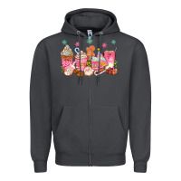 Smoke Pink gingerbread coffee cups Zipper Hoodie - texasbilliewilder