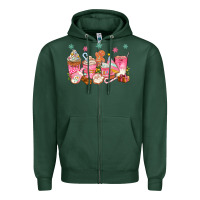 Sports Green Pink gingerbread coffee cups Zipper Hoodie - texasbilliewilder