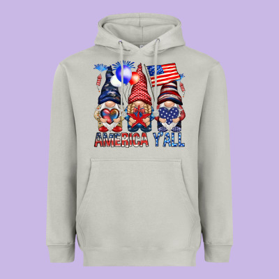 America Y'all With Gnomies Heavyweight Hoodie Designed By Howdyjamesfarm