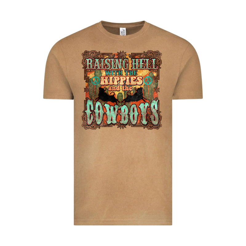 Raising Hell With The Hippies And The Cowboys Vintage Tee by NancyCooperArtShop | Teevron