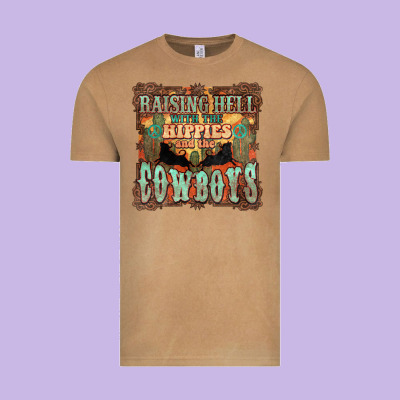 Raising Hell With The Hippies And The Cowboys Vintage Tee Designed By Nancycooperartshop