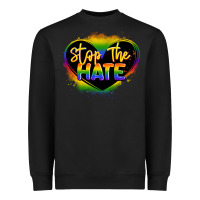Black stop the hate pride lgbtq heart Heavyweight Sweatshirt - LillyAllenDesigns