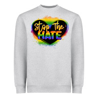 Heather Grey stop the hate pride lgbtq heart Heavyweight Sweatshirt - LillyAllenDesigns