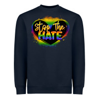 Navy stop the hate pride lgbtq heart Heavyweight Sweatshirt - LillyAllenDesigns