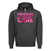 All I Want For Christmas Is A Cure Breast Cancer Zipper Hoodie | Teevron
