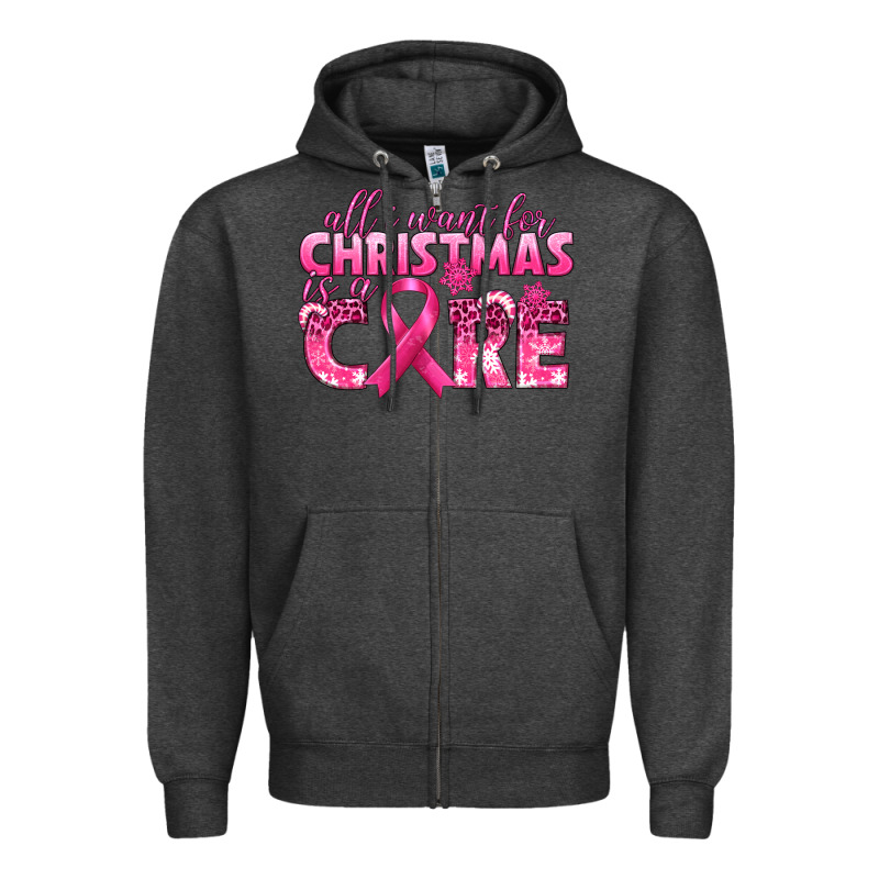 All I Want For Christmas Is A Cure Breast Cancer Zipper Hoodie by texasbilliewilder | Teevron