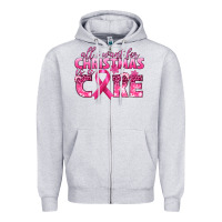 Heather Grey all i want for christmas is a cure breast cancer Zipper Hoodie - texasbilliewilder