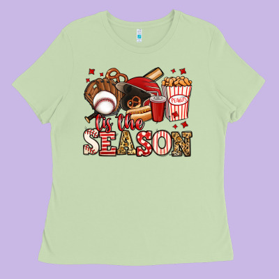 Tis The Season Baseball Ladies Tee Designed By Jasminsmagicworld
