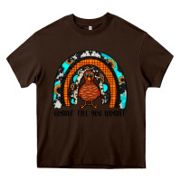 Chocolate Brown gobble till you wobble rainbow Heavy Core Tee - JahusDesignShop
