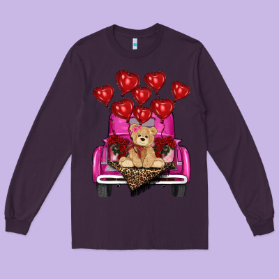 Valentines Day Tedybear Truck Long Sleeve Tee Designed By Ranaportraitstore