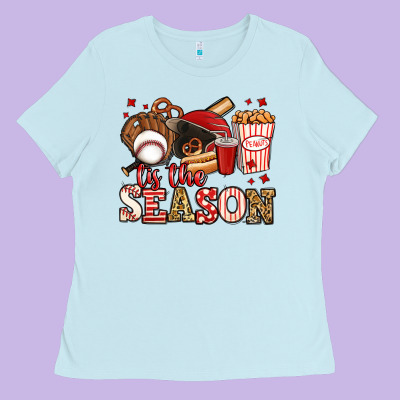 Tis The Season Baseball Ladies Tee Designed By Jasminsmagicworld