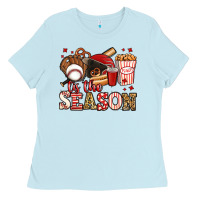 Baby Blue tis the season baseball Ladies Tee - Jasminsmagicworld
