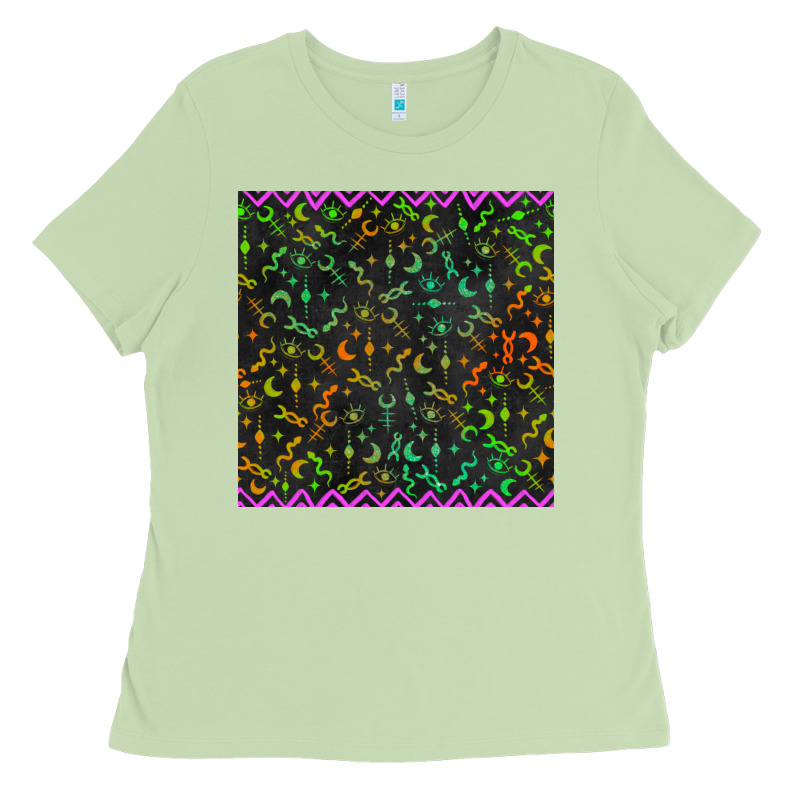Halloween Witch Symbols Seamless Pattern Ladies Tee by BundleAndBundleShop | Teevron