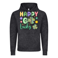 Vintage Black happy go lucky Vintage Hoodie - MaliasSmallBusiness