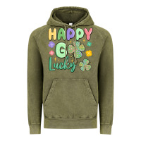 Vintage Olive happy go lucky Vintage Hoodie - MaliasSmallBusiness