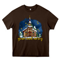 Chocolate Brown Christmas church and snow grace and mercy Heavy Core Tee - AdoDesignShop