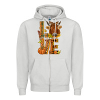 Dove Grey Love fall cow Zipper Hoodie - NancyCooperArtShop