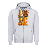 Heather Grey Love fall cow Zipper Hoodie - NancyCooperArtShop