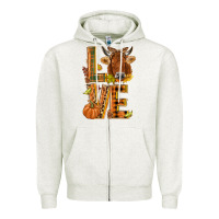 Oatmeal Heather Love fall cow Zipper Hoodie - NancyCooperArtShop