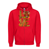 Red Love fall cow Zipper Hoodie - NancyCooperArtShop