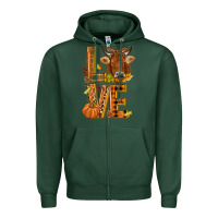 Sports Green Love fall cow Zipper Hoodie - NancyCooperArtShop