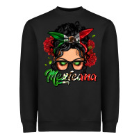 Black mexicana woman messy bun Heavyweight Sweatshirt - LillyAllenDesigns