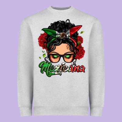 Mexicana Woman Messy Bun Heavyweight Sweatshirt Designed By Lillyallendesigns