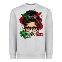 Heather Grey mexicana woman messy bun Heavyweight Sweatshirt - LillyAllenDesigns