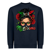 Navy mexicana woman messy bun Heavyweight Sweatshirt - LillyAllenDesigns
