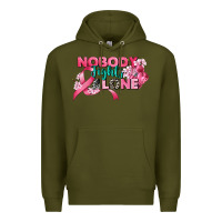Army Green nobody fights alone cancer awareness Premium Hoodie - CowGirlArtShop