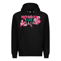 Black nobody fights alone cancer awareness Premium Hoodie - CowGirlArtShop