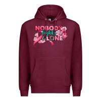 Burgundy nobody fights alone cancer awareness Premium Hoodie - CowGirlArtShop