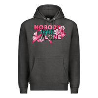 Charcoal Heather nobody fights alone cancer awareness Premium Hoodie - CowGirlArtShop