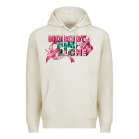 Oatmeal Heather nobody fights alone cancer awareness Premium Hoodie - CowGirlArtShop
