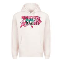 Pale Pink nobody fights alone cancer awareness Premium Hoodie - CowGirlArtShop