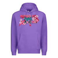Purple nobody fights alone cancer awareness Premium Hoodie - CowGirlArtShop