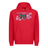 Red nobody fights alone cancer awareness Premium Hoodie - CowGirlArtShop