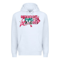 White nobody fights alone cancer awareness Premium Hoodie - CowGirlArtShop