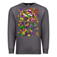 Charcoal Heather Mardi Gras love lips Premium Sweatshirt - HowdyJamesFarm