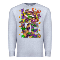 Heather Grey Mardi Gras love lips Premium Sweatshirt - HowdyJamesFarm