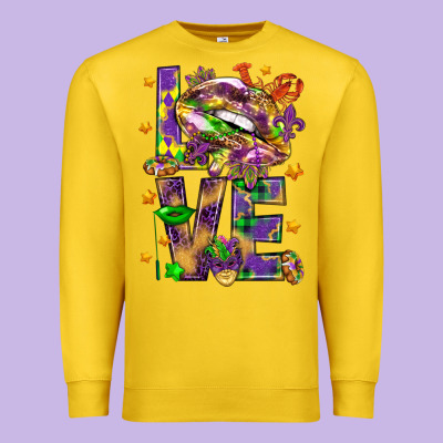 Mardi Gras Love Lips Premium Sweatshirt Designed By Howdyjamesfarm