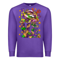 Purple Mardi Gras love lips Premium Sweatshirt - HowdyJamesFarm