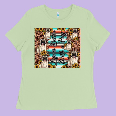 Life Is Better With A Pug Ladies Tee Designed By Jahusdesignshop