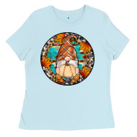 Fall Gnomes Round Earrings Ladies Tee | Teevron