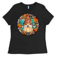 Black fall gnomes round earrings Ladies Tee - Artiststas
