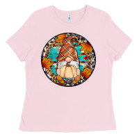 Bubblegum Pink fall gnomes round earrings Ladies Tee - Artiststas